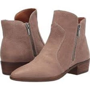 Lucky Brand Taupe Suede Tayti Ankle Bootie